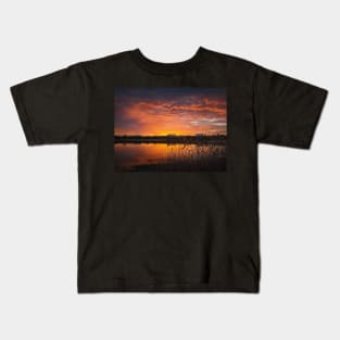 dramatic sunset over lake Kids T-Shirt